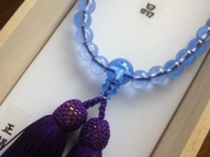 女性用数珠,青水晶 正絹房（むらさき）2