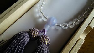 女性用数珠,白水晶 正絹房（藤色）2