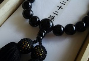 男性用数珠,黒瑪瑙 正絹房（黒）2